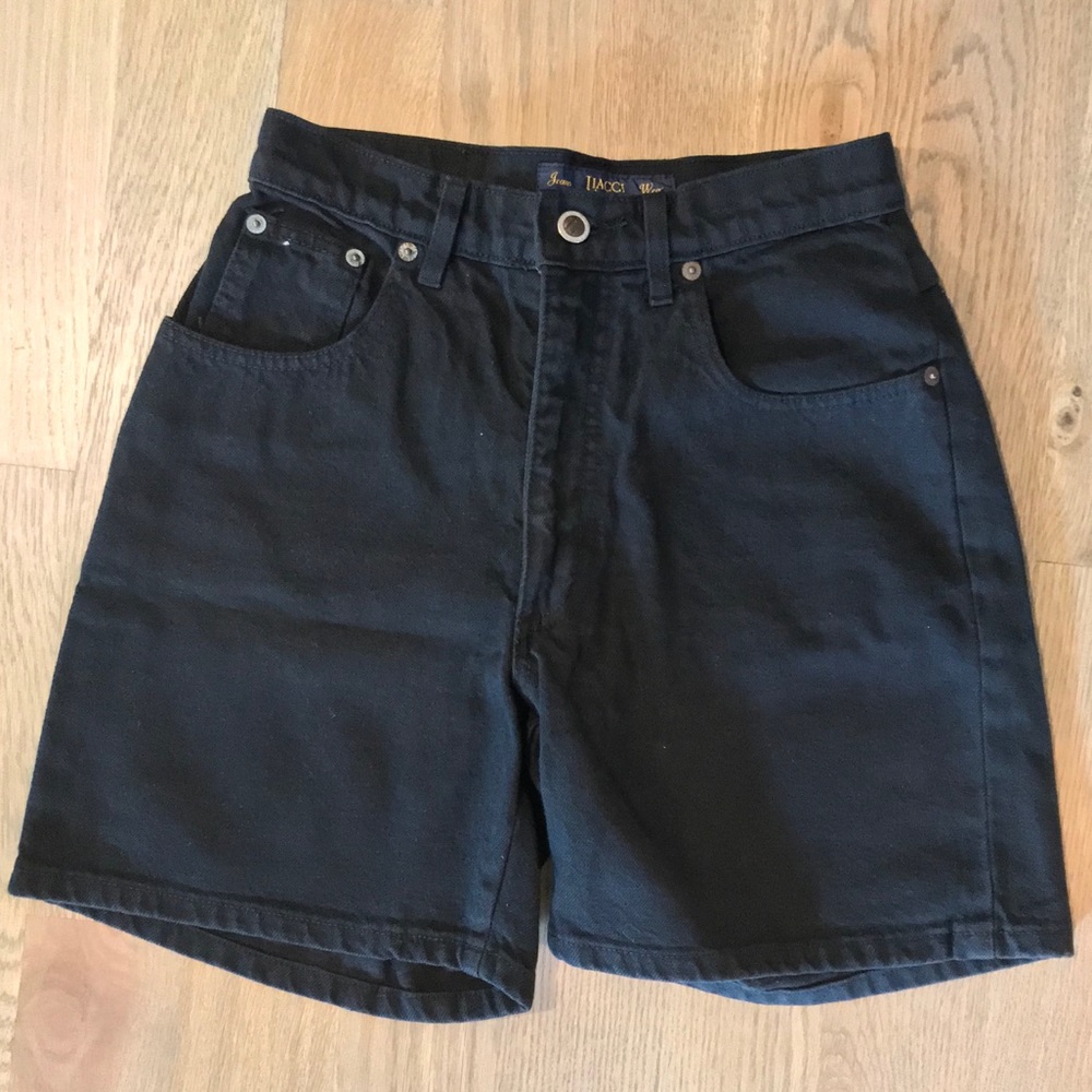 High waisted black denim shorts - 5